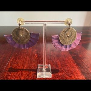 Boho Etched Metal, Organza Earrings